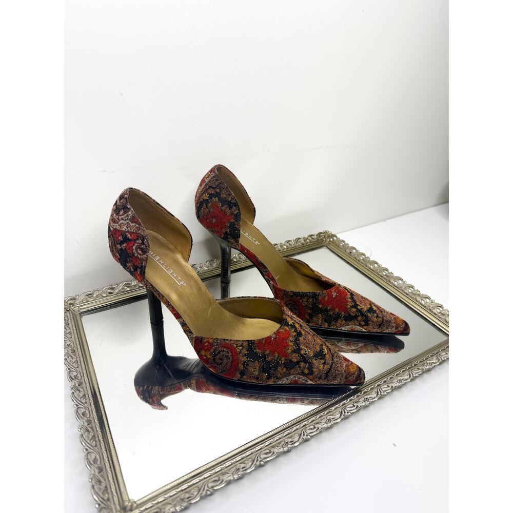 Vintage Y2K Highlights Paisley Pointed Toe Retro Heels size 7
